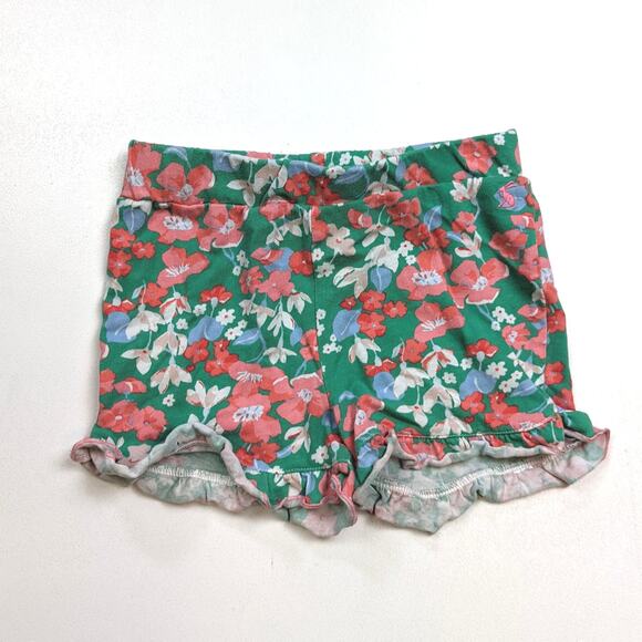Joules Shorts Girls Sz 7-8y Green Floral Ruffle British - Picture 1 of 5